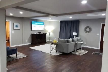 Interior, Living room, Recessed Lighting, Wood Texture Flooring