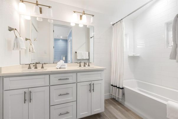 Bathroom, Dual Sink Vanities, Interior, Wood Texture Flooring
