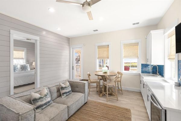 Bedroom, Dining room, Interior, Recessed Lighting, Wood Texture Flooring
