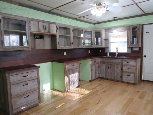 Interior, Kitchen, Pendant Lights, Wood Texture Flooring