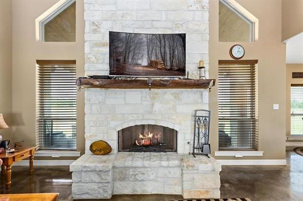 Fireplace, Interior, Stone Walls, Wood Texture Flooring