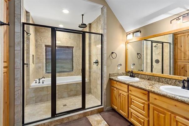 Bathroom, Dual Sink Vanities, Glass Shower, Interior, Recessed Lighting