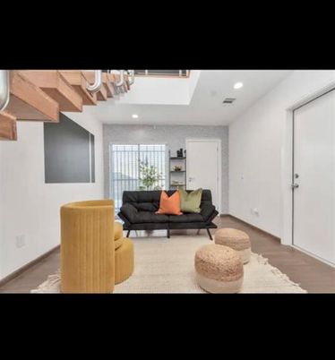 Interior, Living room, Recessed Lighting, Wooden Beams, Wood Texture Flooring