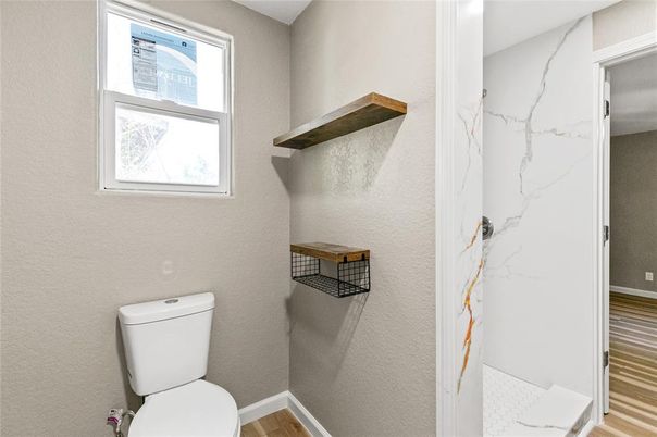 Bathroom, Interior, Marble Walls, Wood Texture Flooring