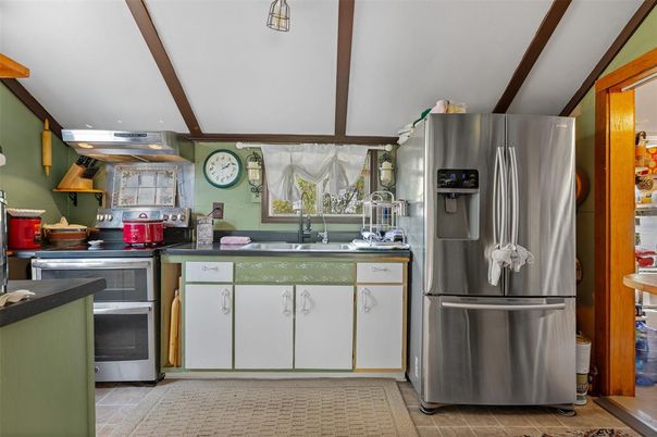 Interior, Kitchen, Stainless Steel Appliances, Wooden Beams