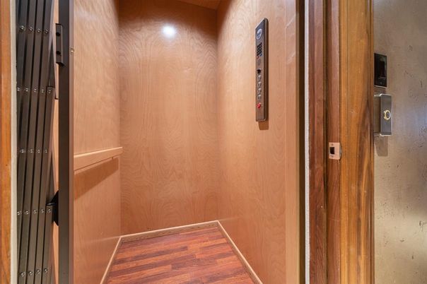 Elevator, Interior, Wood Texture Flooring, Wooden Walls