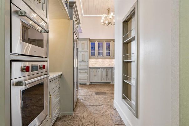 Chandelier, Interior, Kitchen, Stainless Steel Appliances