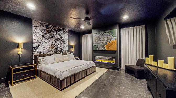 Bedroom, Fireplace, Interior, Recessed Lighting