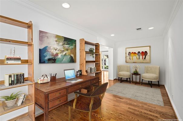 Home Office, Interior, Recessed Lighting, Wood Texture Flooring