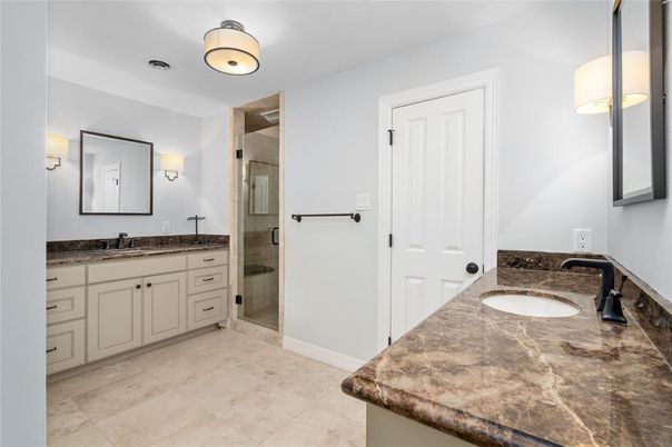 Bathroom, Dual Sink Vanities, Glass Shower, Interior