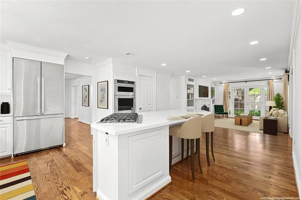 Interior, Kitchen, Living room, Recessed Lighting, Stainless Steel Appliances, Wood Texture Flooring