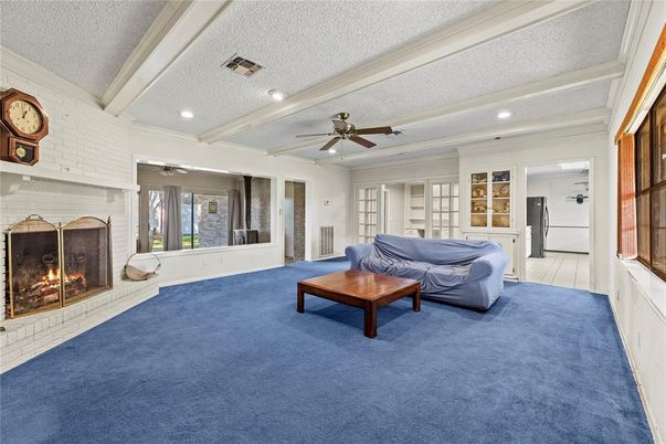 Empty room, Fireplace, Interior, Recessed Lighting