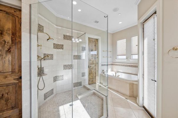 Bathroom, Glass Shower, Interior, Recessed Lighting