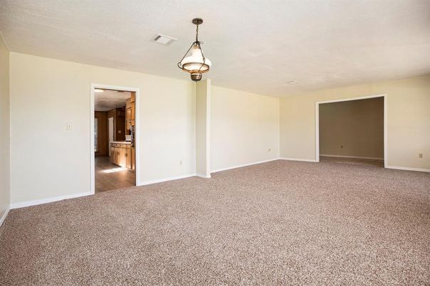 Empty room, Interior, Pendant Lights, Wood Texture Flooring