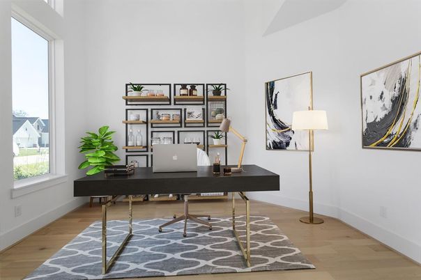 Home Office, Interior, Wood Texture Flooring