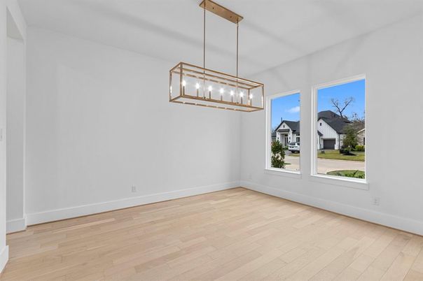 Empty room, Interior, Pendant Lights, Wood Texture Flooring