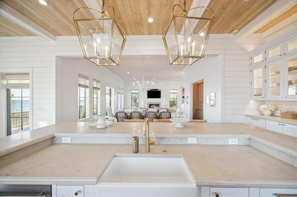 Interior, Kitchen, Pendant Lights, Recessed Lighting, Wooden Ceilings