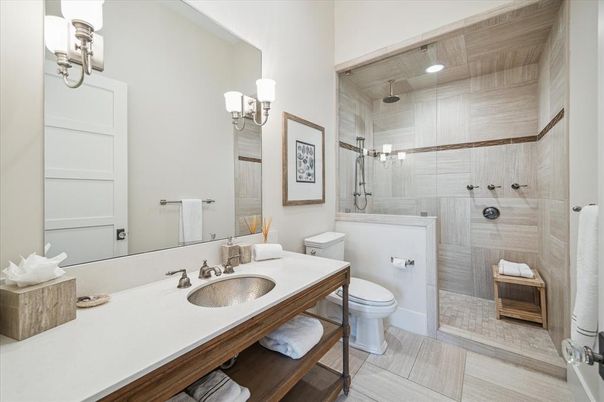 Bathroom, Glass Shower, Interior, Recessed Lighting
