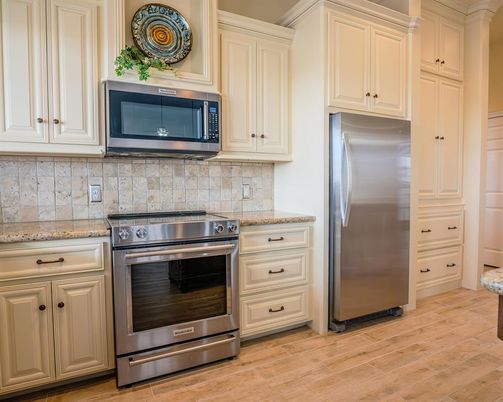 Interior, Kitchen, Stainless Steel Appliances, Wood Texture Flooring