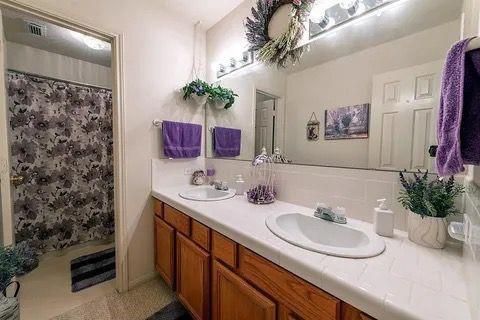 Bathroom, Dual Sink Vanities, Interior, Tile Countertops