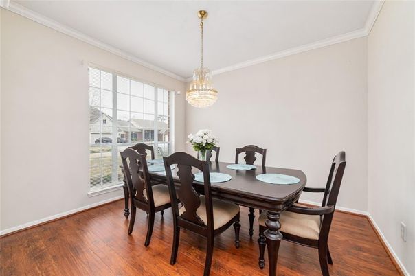 Chandelier, Dining room, Interior, Wood Texture Flooring
