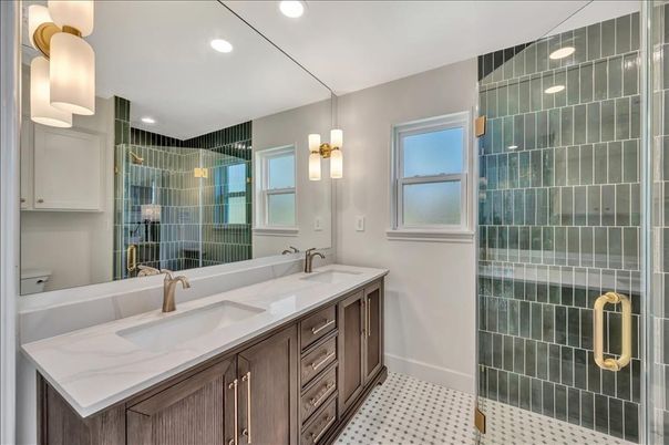 Bathroom, Dual Sink Vanities, Glass Shower, Interior, Recessed Lighting