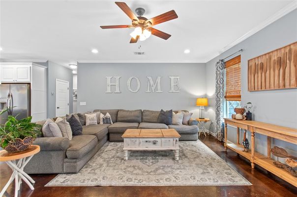 Interior, Kitchen, Living room, Recessed Lighting, Stainless Steel Appliances, Wood Texture Flooring