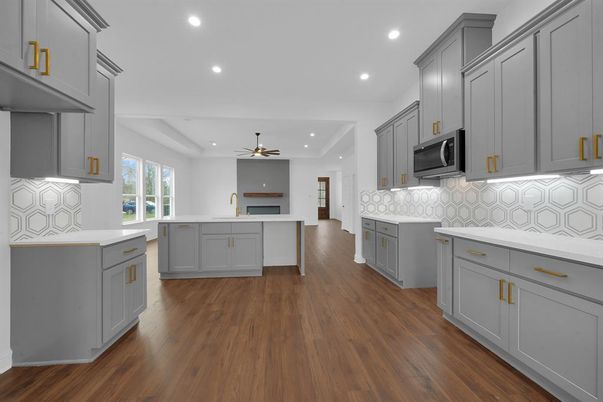 Interior, Kitchen, Recessed Lighting, Wood Texture Flooring