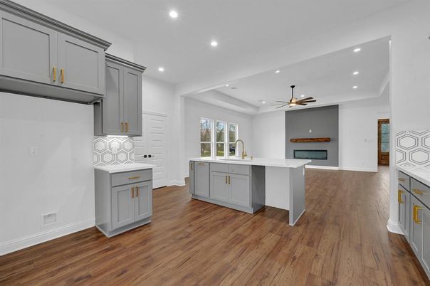Interior, Kitchen, Recessed Lighting, Wood Texture Flooring