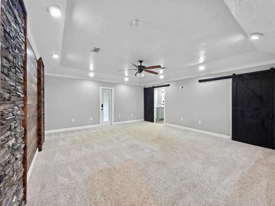 Empty room, Interior, Recessed Lighting, Stone Walls