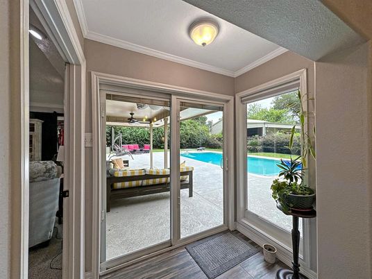 Interior, Pool, Sun Room, Wood Texture Flooring