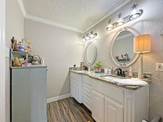 Bathroom, Dual Sink Vanities, Interior, Wood Texture Flooring