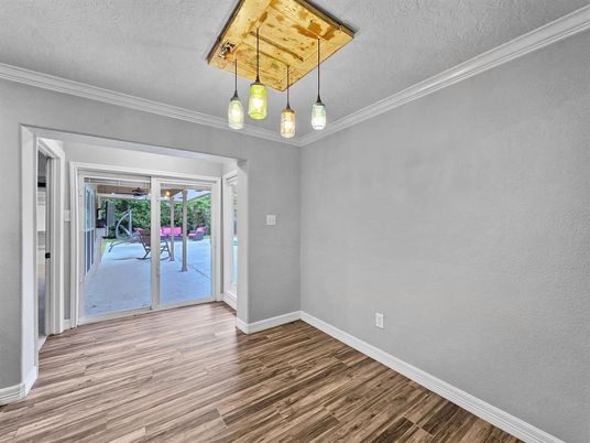 Empty room, Interior, Pendant Lights, Wood Texture Flooring