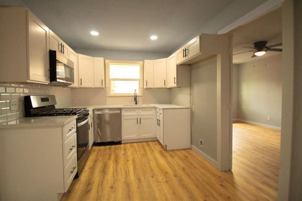 Interior, Kitchen, Recessed Lighting, Wood Texture Flooring