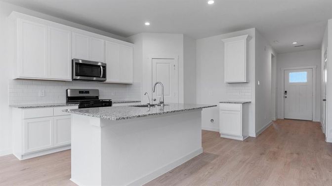 Interior, Kitchen, Recessed Lighting, Wood Texture Flooring