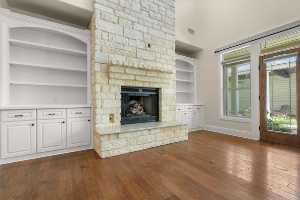 Fireplace, Interior, Stone Walls, Wood Texture Flooring