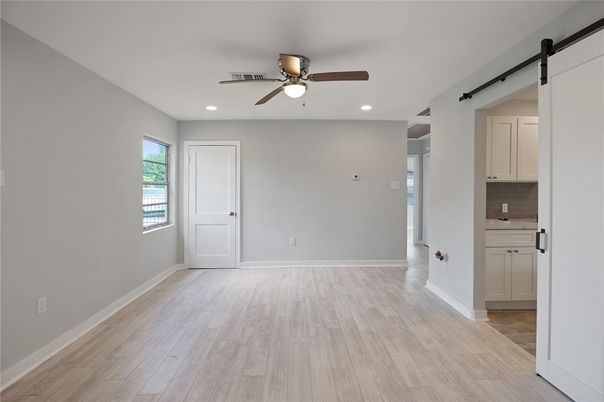 Empty room, Interior, Recessed Lighting, Wood Texture Flooring