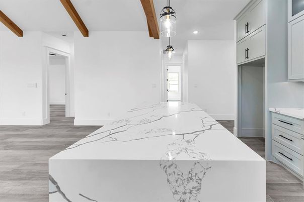 Interior, Kitchen, Pendant Lights, Recessed Lighting, Wooden Beams, Wood Texture Flooring