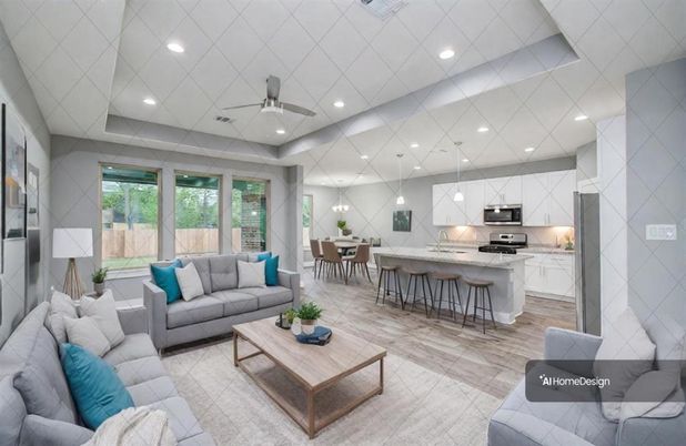 Dining room, Interior, Kitchen, Living room, Pendant Lights, Recessed Lighting, Stainless Steel Appliances