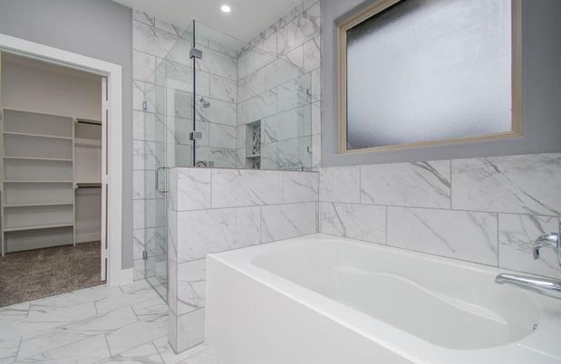 Bathroom, Interior, Marble, Marble Walls, Recessed Lighting