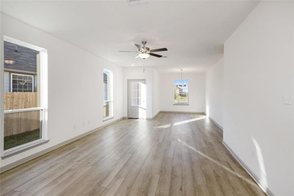 Empty room, Interior, Pendant Lights, Wood Texture Flooring