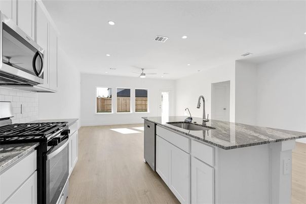 Interior, Kitchen, Recessed Lighting, Wood Texture Flooring