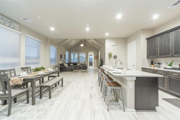 Dining room, Interior, Kitchen, Living room, Recessed Lighting