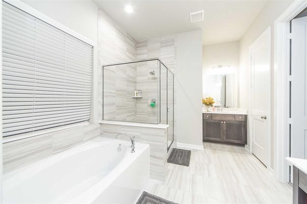 Bathroom, Glass Shower, Interior, Recessed Lighting