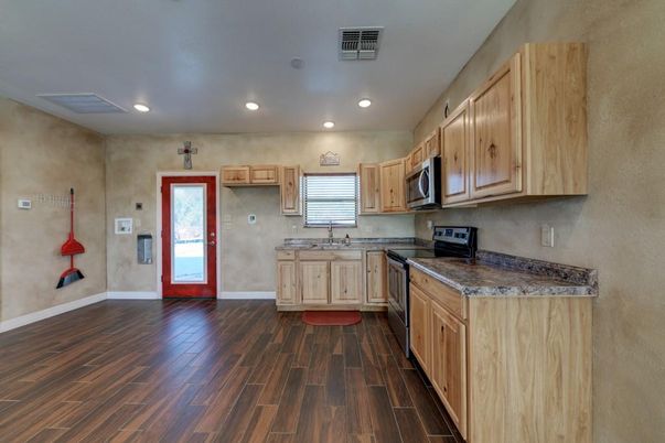 Interior, Kitchen, Recessed Lighting, Wood Texture Flooring