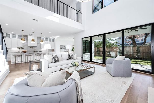 Interior, Kitchen, Living room, Pendant Lights, Recessed Lighting, Wood Texture Flooring