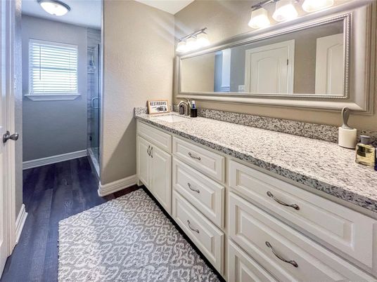 Bathroom, Dual Sink Vanities, Interior, Wood Texture Flooring