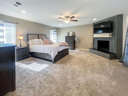 Bedroom, Fireplace, Interior, Recessed Lighting