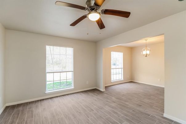 Empty room, Interior, Pendant Lights, Wood Texture Flooring