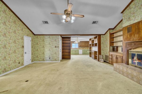 Empty room, Fireplace, Interior